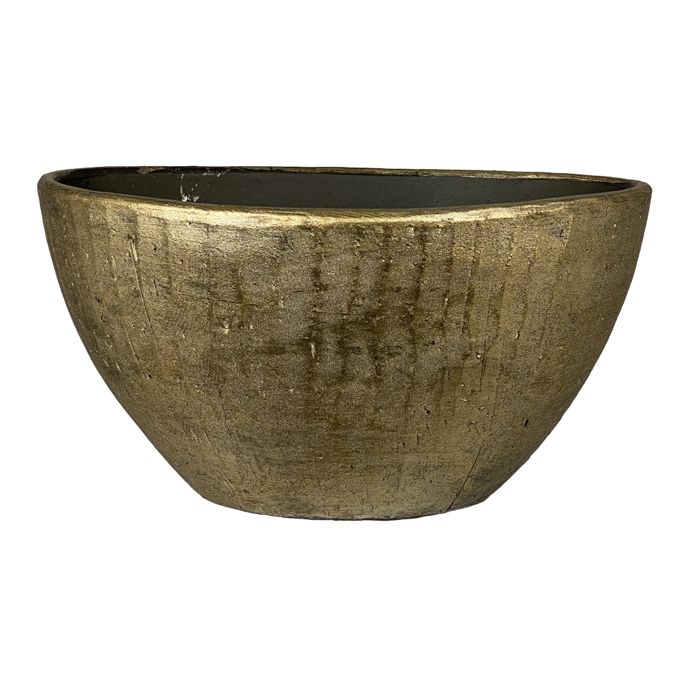 Bloempot Kos Ovaal - L30 X B13 X H17cm - Goud 1 Bloempot Kos Ovaal - L30 X B13 X H17cm - Goud
