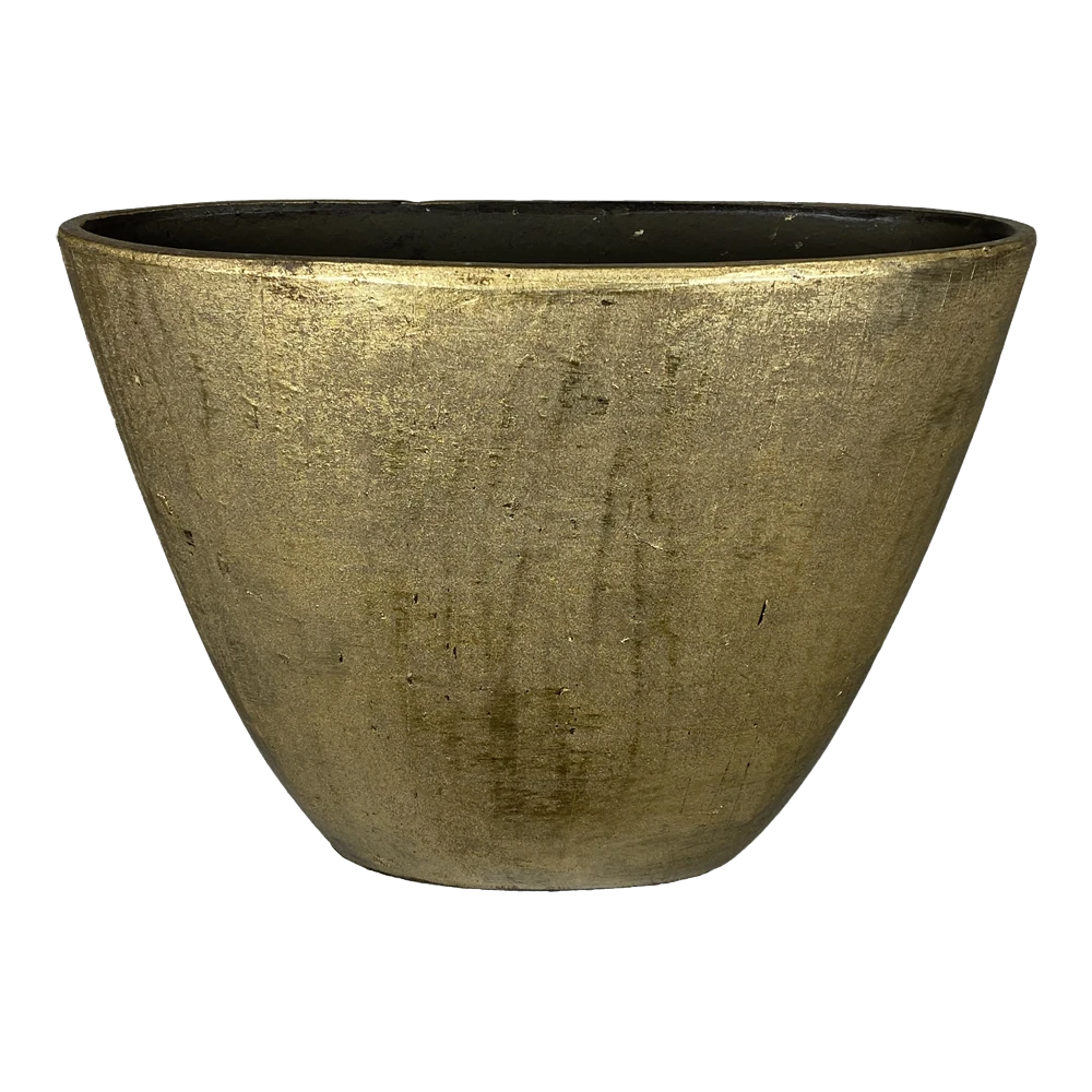 Bloempot Kos Ovaal - L33 X B14 X H27cm - Goud 1 Bloempot Kos Ovaal - L33 X B14 X H27cm - Goud