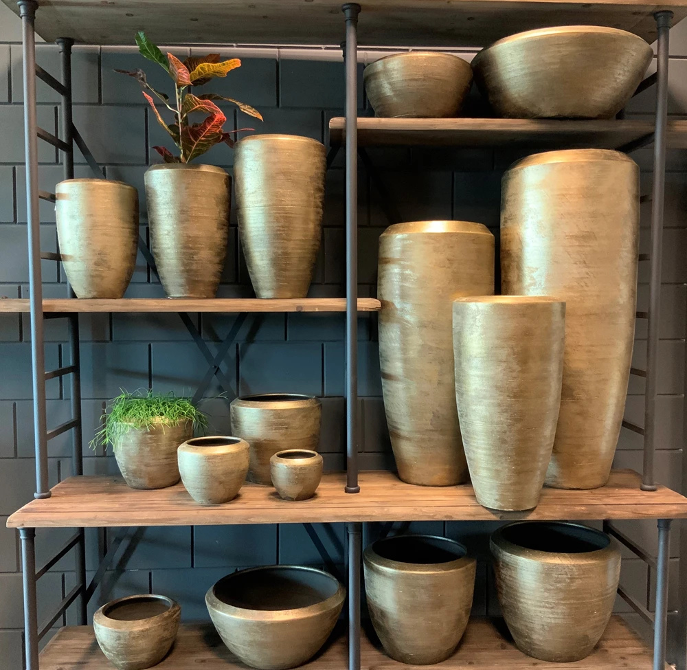 Bloempot Kos - D25 X H23cm - Goud 3 Bloempot Kos - D25 X H23cm - Goud - Afbeelding 3