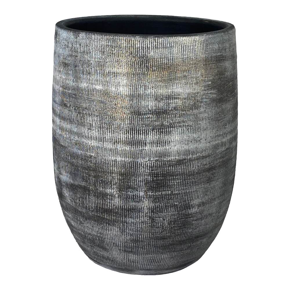 Bloempot Miami Hoog - D29 X H50cm - Zwart Cement 1 Bloempot Miami Hoog - D29 X H50cm - Zwart Cement