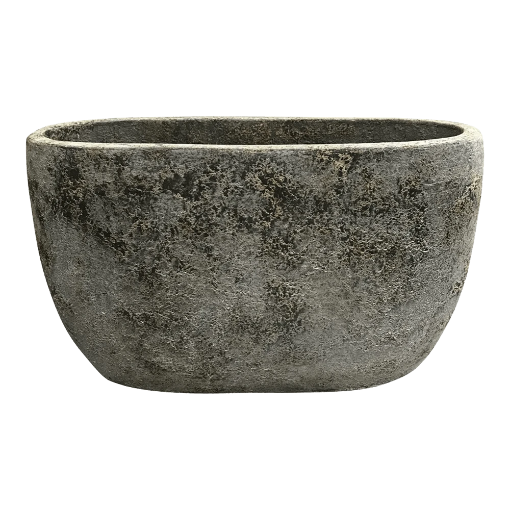 Bloempot Shanon Ovaal - L45 X B18 X H16cm - Earth Zwart