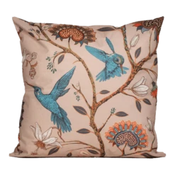 Buitenkussen Blauwe Vogel En Bloemen 60x60cm - Tuinkussen