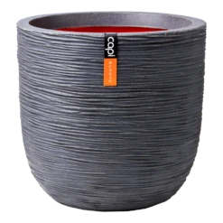 Capi Bloempot Bol Nature Rib NL - D55 X H53cm - Donkergrijs