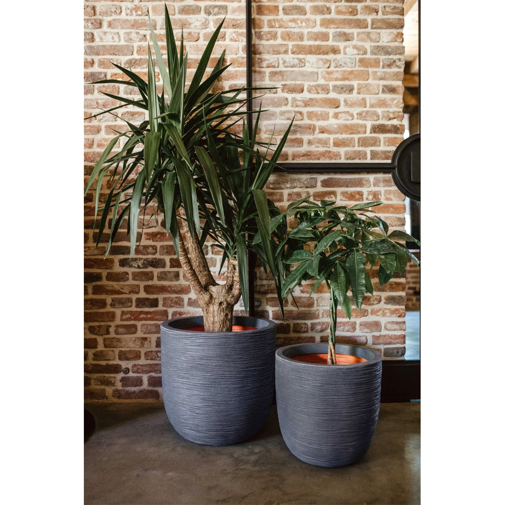 Capi Bloempot Bol Nature Rib NL - D55 X H53cm - Donkergrijs - Afbeelding 2