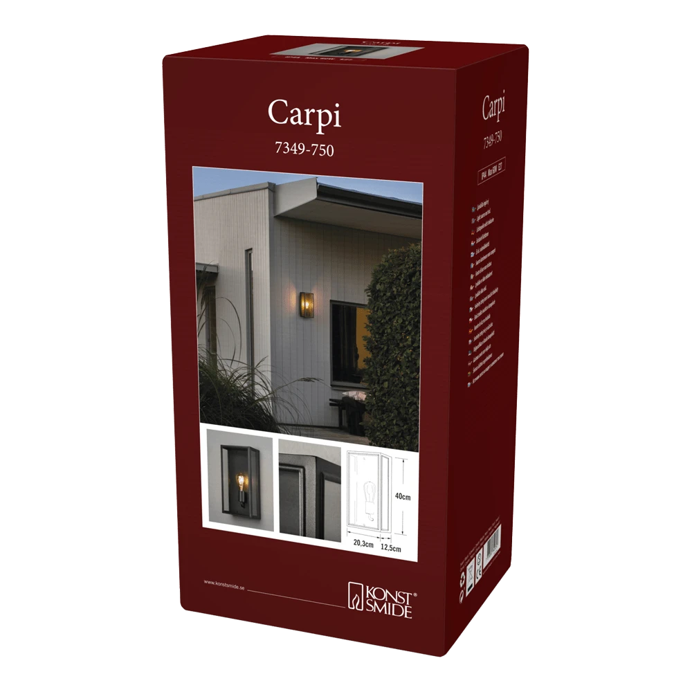 Konstsmide Carpi 230V Wandlamp Flush E27, 20.5x40cm, Transparant Glas, Max 60W - Afbeelding 6