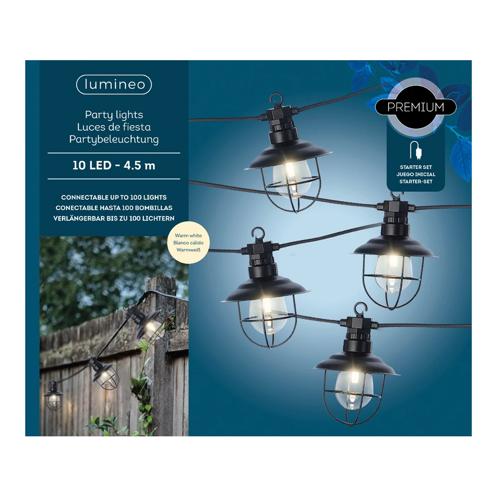 Lumineo Feestverlichting Lichtsnoer - 450cm - 10 LEDS - Warm Wit 1 Lumineo Feestverlichting Lichtsnoer - 450cm - 10 LEDS - Warm Wit