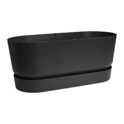 Bloembak Elho Greenville Terrace 80cm - Met Wielen - Living Black -Tuin Decor Verkoop greenville terrace trough 80cm wheels plantenbak living black 3 9