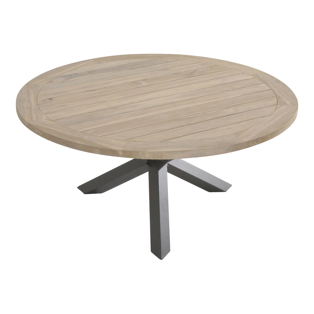 Louvre Dining Tafel Met Alu Poten - U00f8 160 Cm - Natural Teak - Afbeelding 2