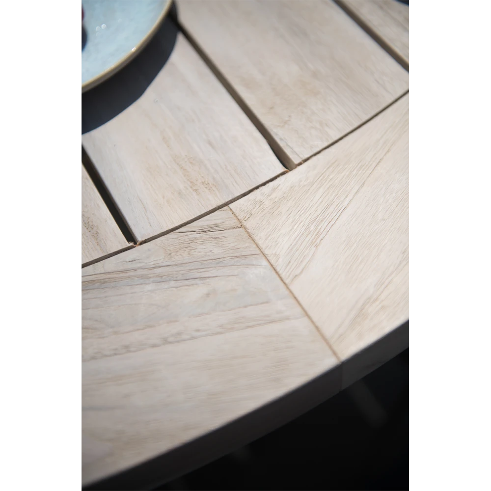Louvre Dining Tafel Met Alu Poten - U00f8 160 Cm - Natural Teak - Afbeelding 5