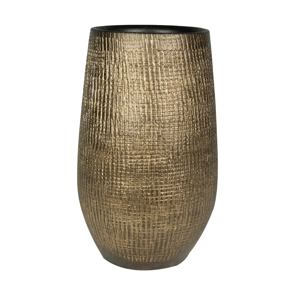 Bloempot Ryan Hoog - D18 X H30cm - Shiny Gold 1 Bloempot Ryan Hoog - D18 X H30cm - Shiny Gold