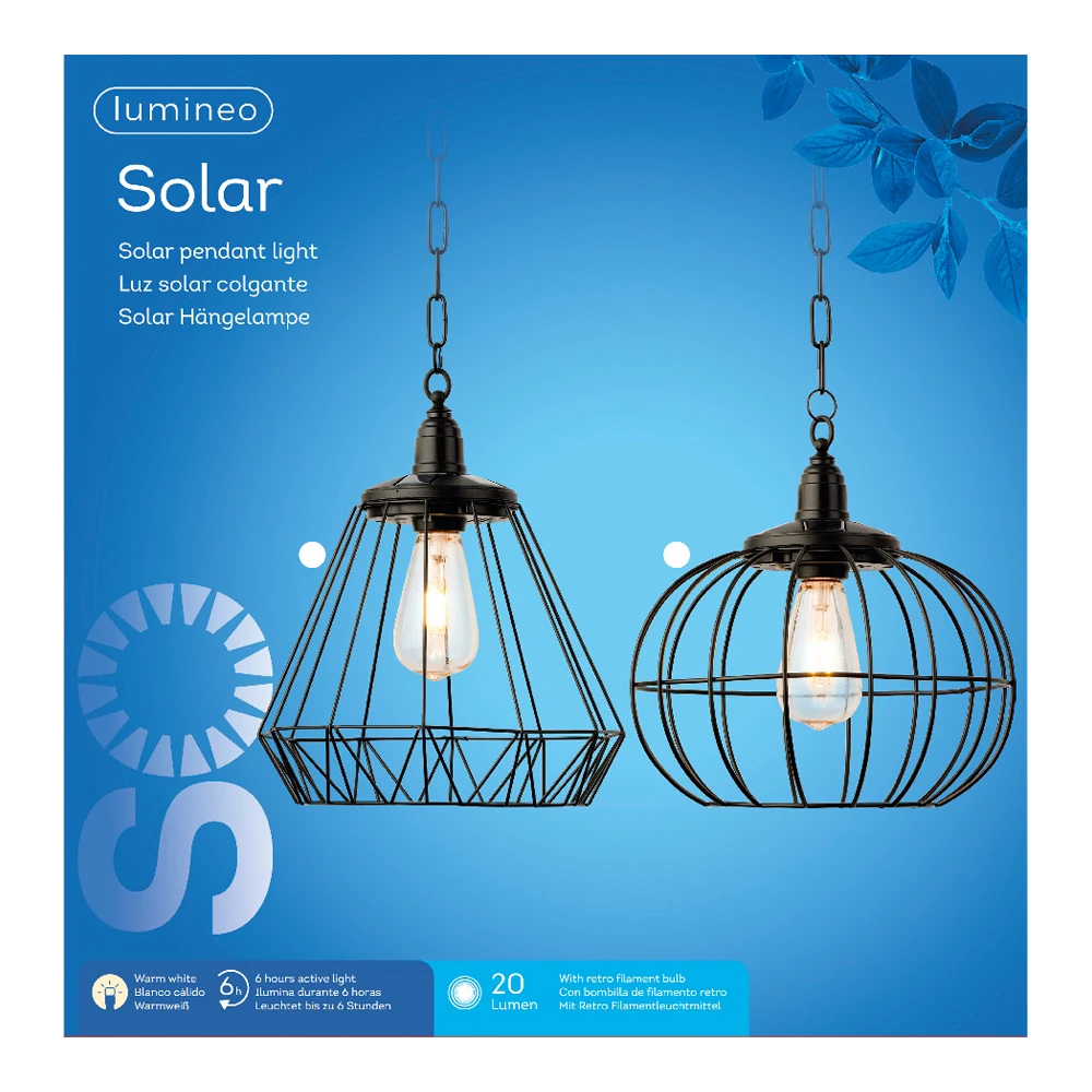 Lumineo Solar Hanglamp - LED - D28.3 X H27cm - Zwart - Assorti