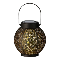 Lumineo Solar Lantaarn - LED - D14 X H16cm - Zwart/Goud -Tuin Decor Verkoop solar lantaarn led d14 x h16cm zwart goud solar 3 3