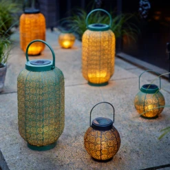 Lumineo Solar Lantaarn - LED - D14 X H16cm - Zwart/Goud -Tuin Decor Verkoop solar lantaarn led d14 x h16cm zwart goud solar 5 3