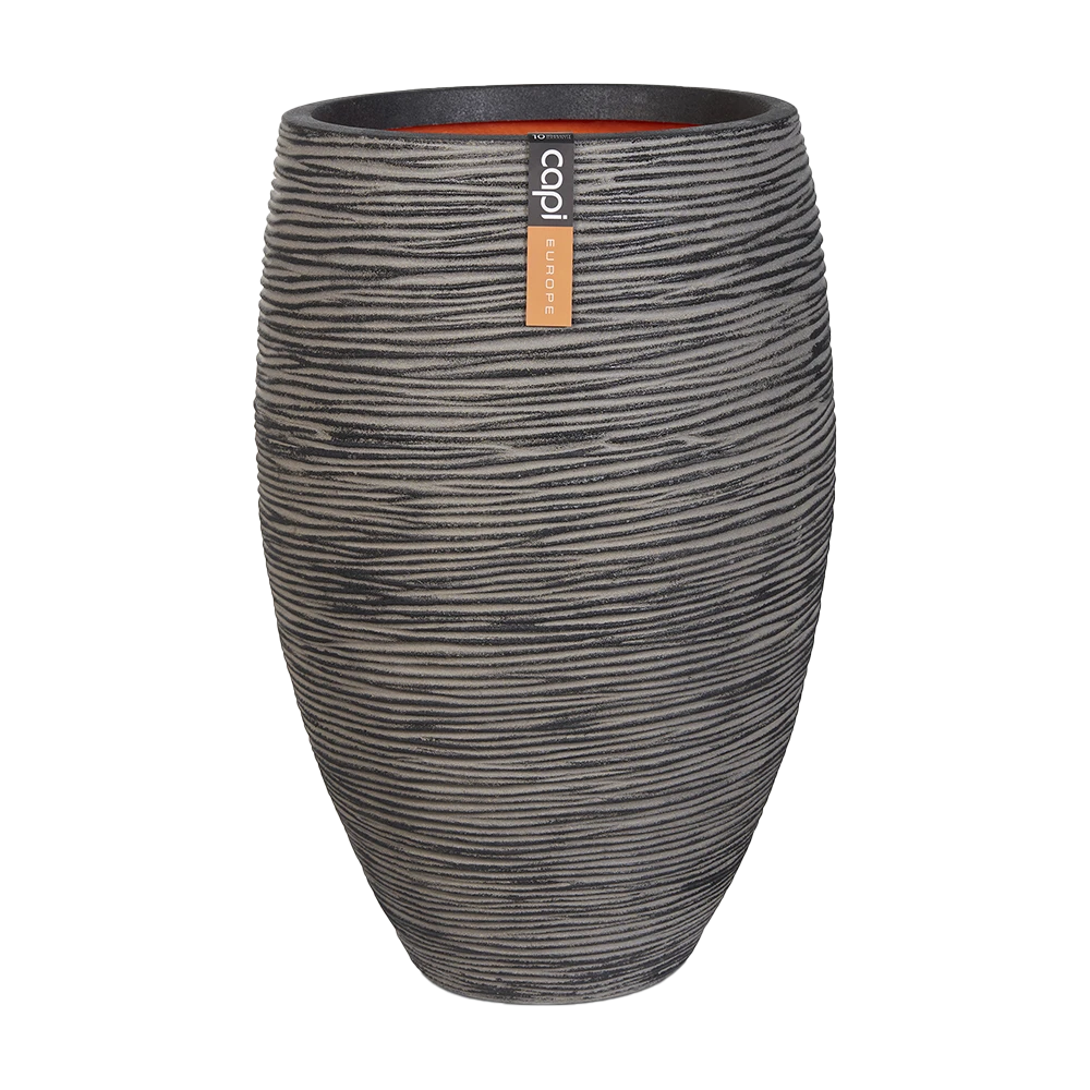 Capi Bloempot Hoog Nature Elegant Deluxe Rib NL - D38 X H58cm - Antraciet 1 Capi Bloempot Hoog Nature Elegant Deluxe Rib NL - D38 X H58cm - Antraciet