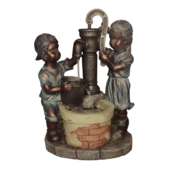 Waterornament Kinderen Aan Pomp - 61,2cmcm Hoog - Polystone