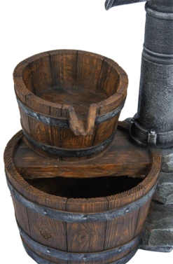 Waterornament Pomp Met Vaten - 74cm Hoog - Polystone -Tuin Decor Verkoop waterornament pomp met vaten 74cm hoog polystone 3